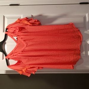 Boutique Plus size 4x orange cold shoulder blouse w fringe bell  sleeve detail